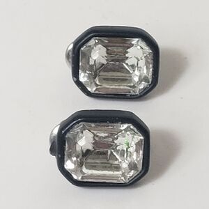 Black Framed Crystal Post Pierced Earrings